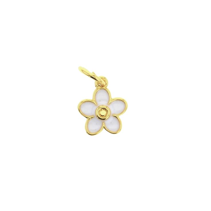 White Daisy Enamel Pendant