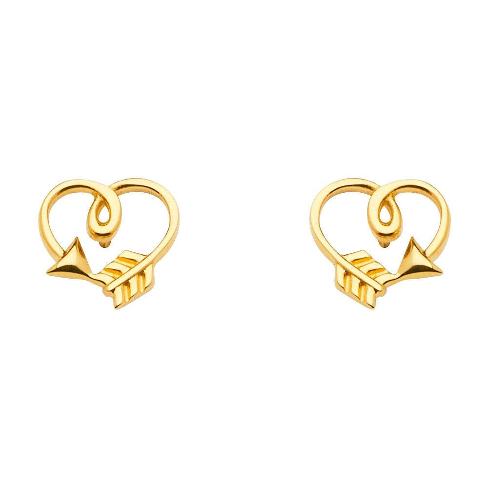 Heart Arrow Gold Studs