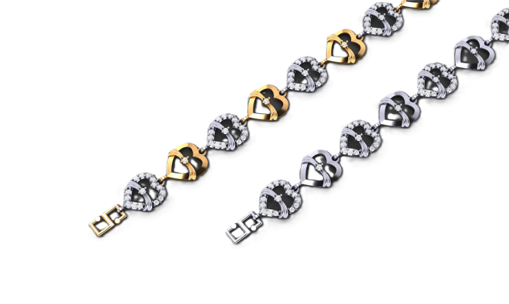 Interlocked Heart Halo Diamond Anklet