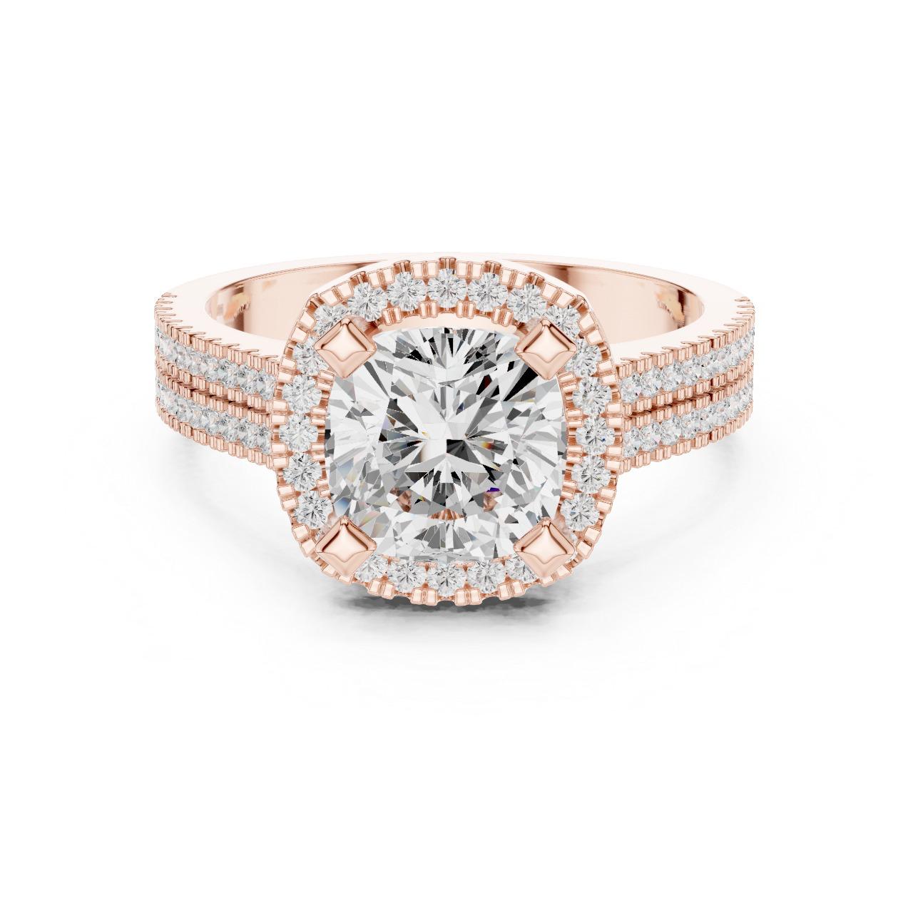 Royal Cushion Halo Trio Ring