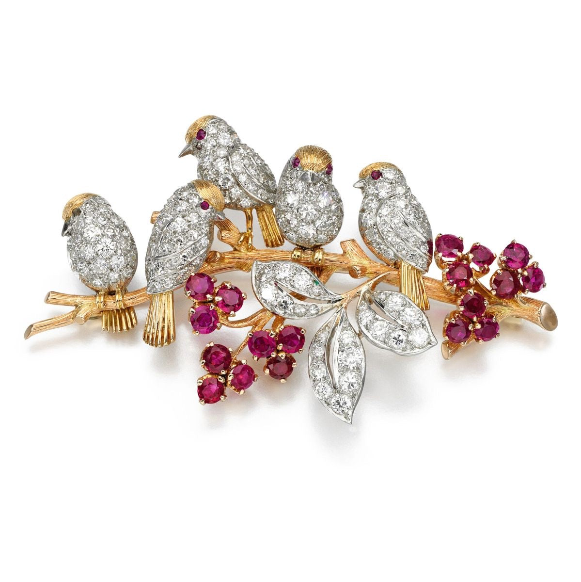 Ruby Garden Songbird Brooch