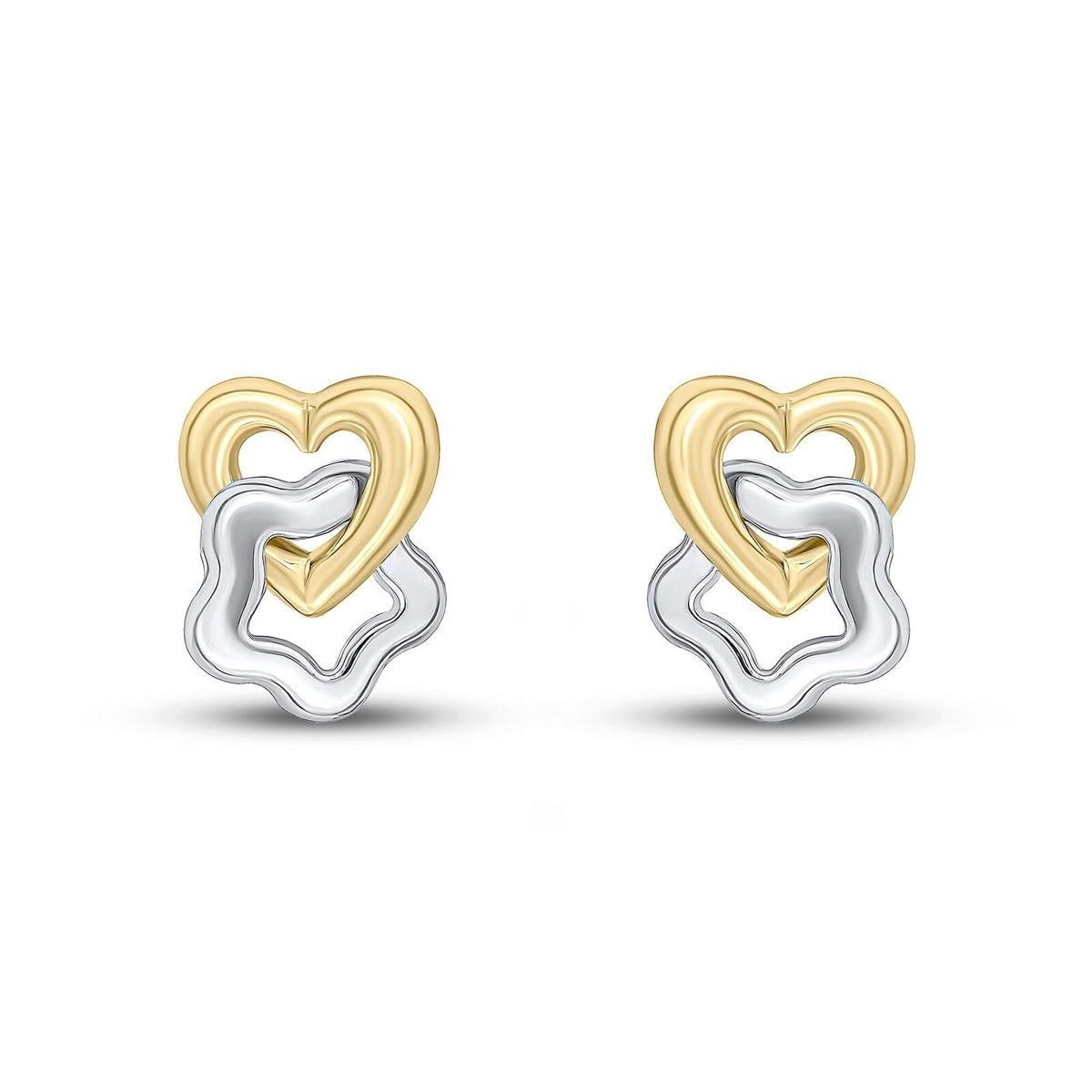 Interlocked Heart & Flower Studs
