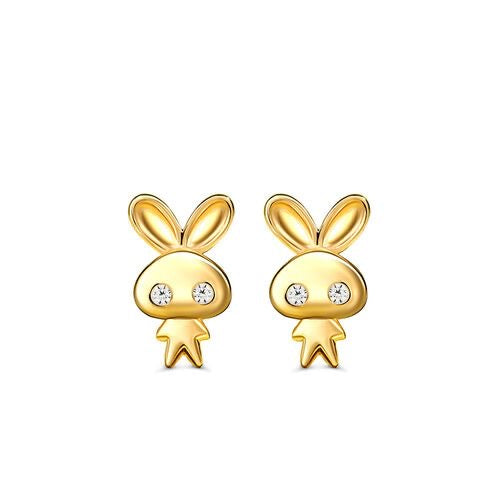 Crystal Bunny Gold Studs