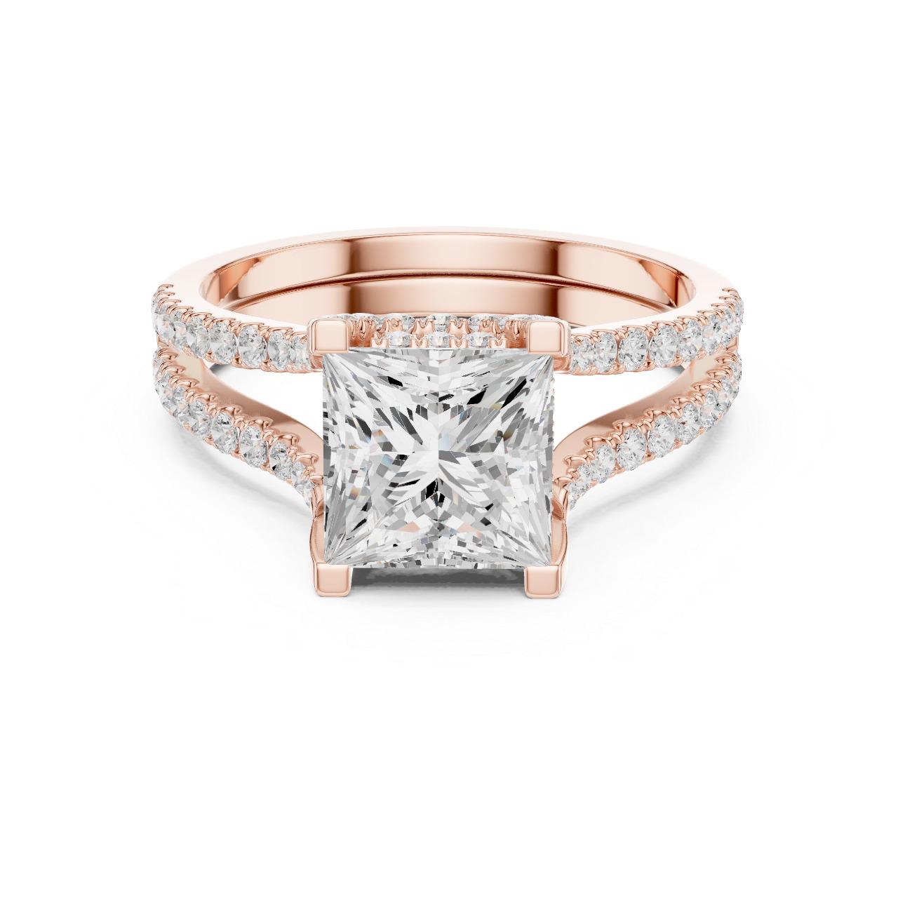 Princess Split Shank Diamond Ring