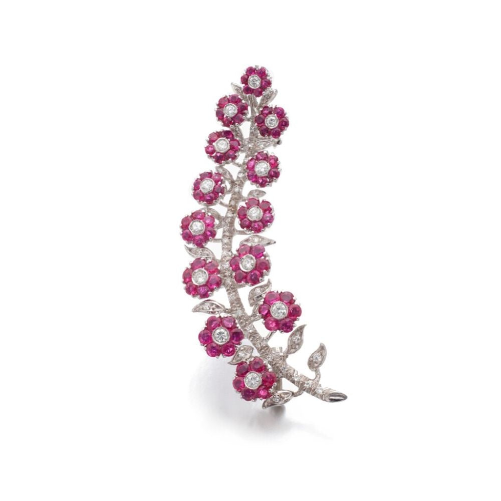 Ruby Floral Vine Brooch