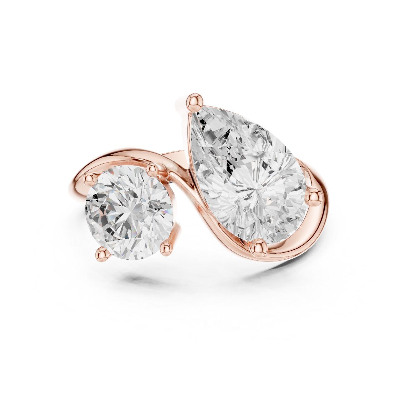 Duo Harmony Pear & Round Ring