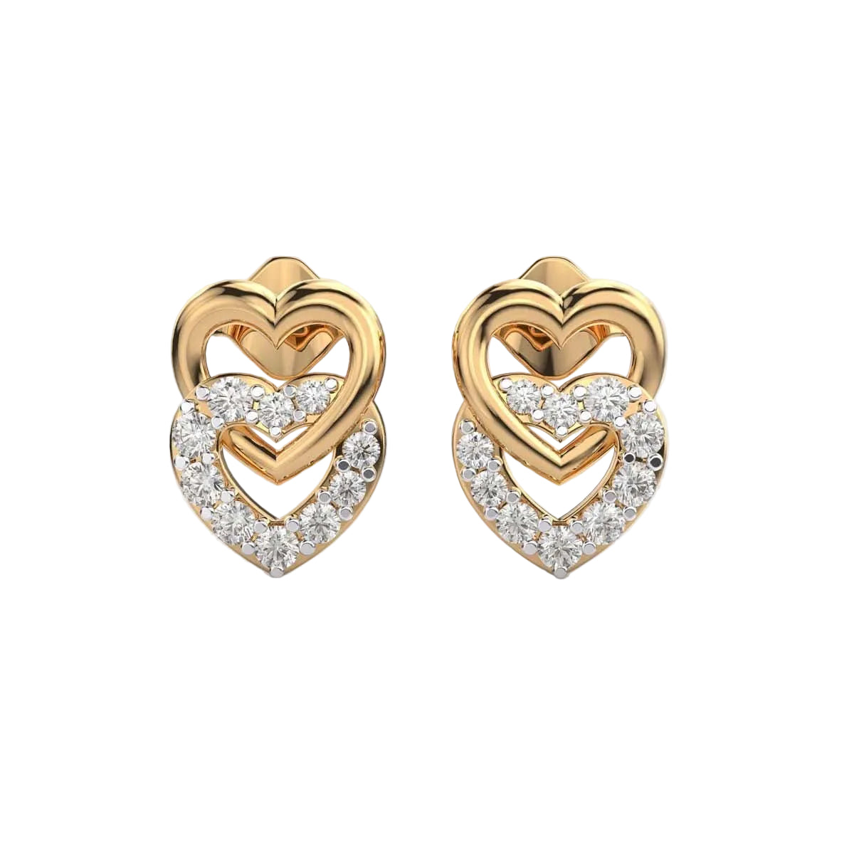 Double Heart Diamond Studs