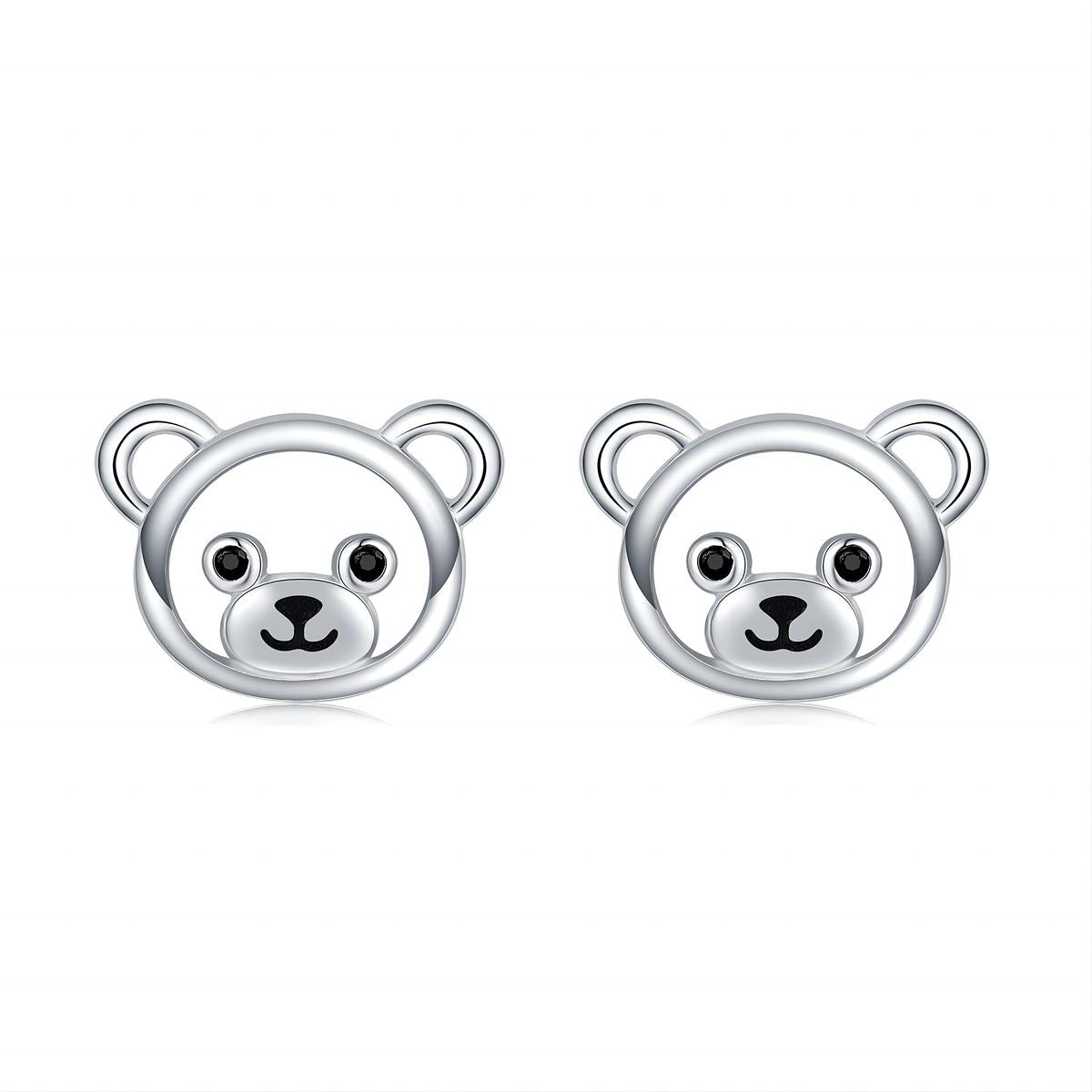 Silver Teddy Face Studs