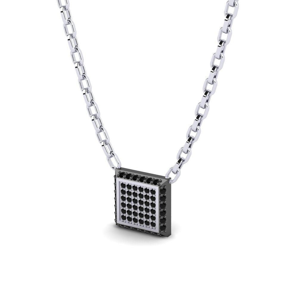 Square Black Stone Cluster Pendant