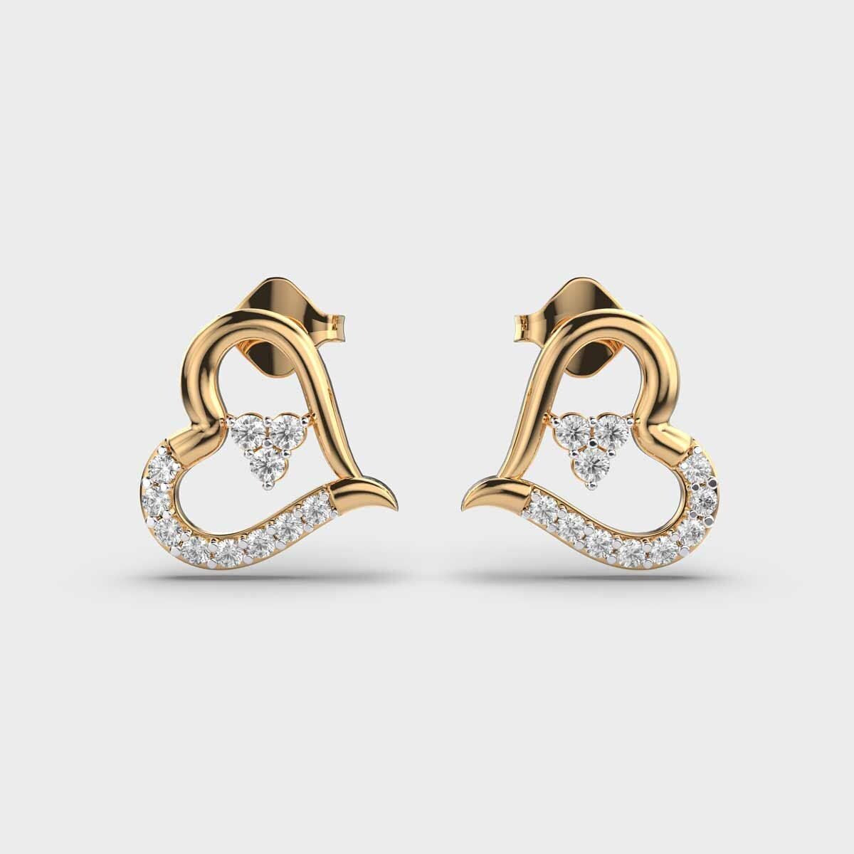 Open Heart with Cluster Diamond Studs