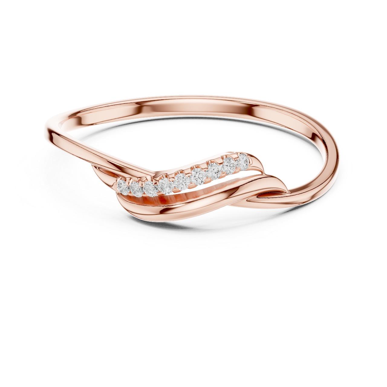 Wave Leaf Diamond Ring