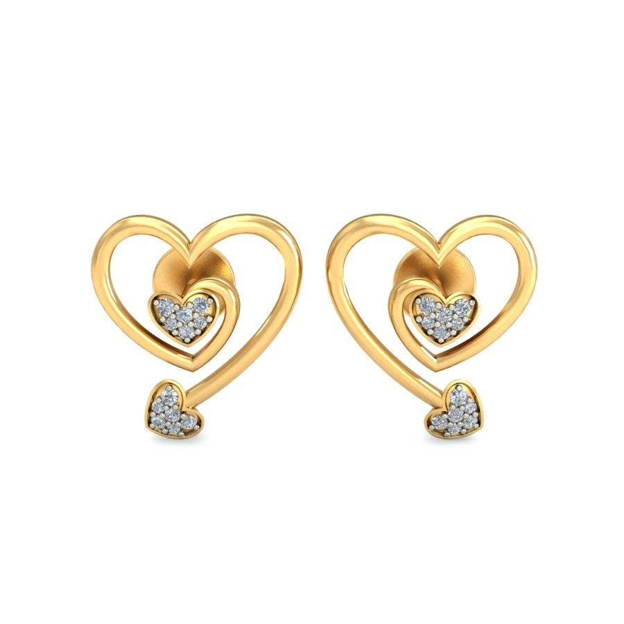 Triple Heart Drop Studs
