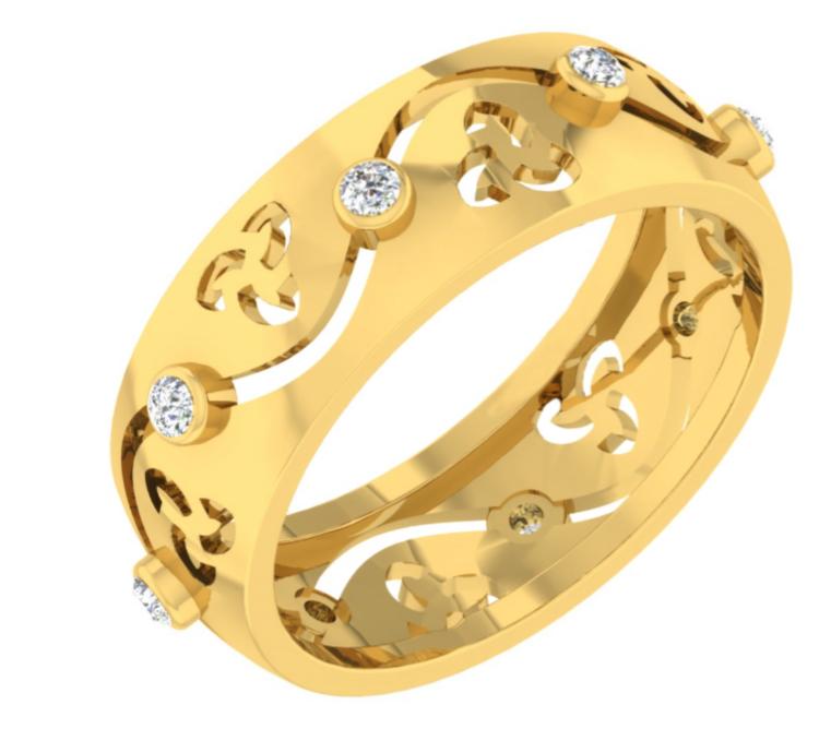 Wave & Diamond Filigree Bangle