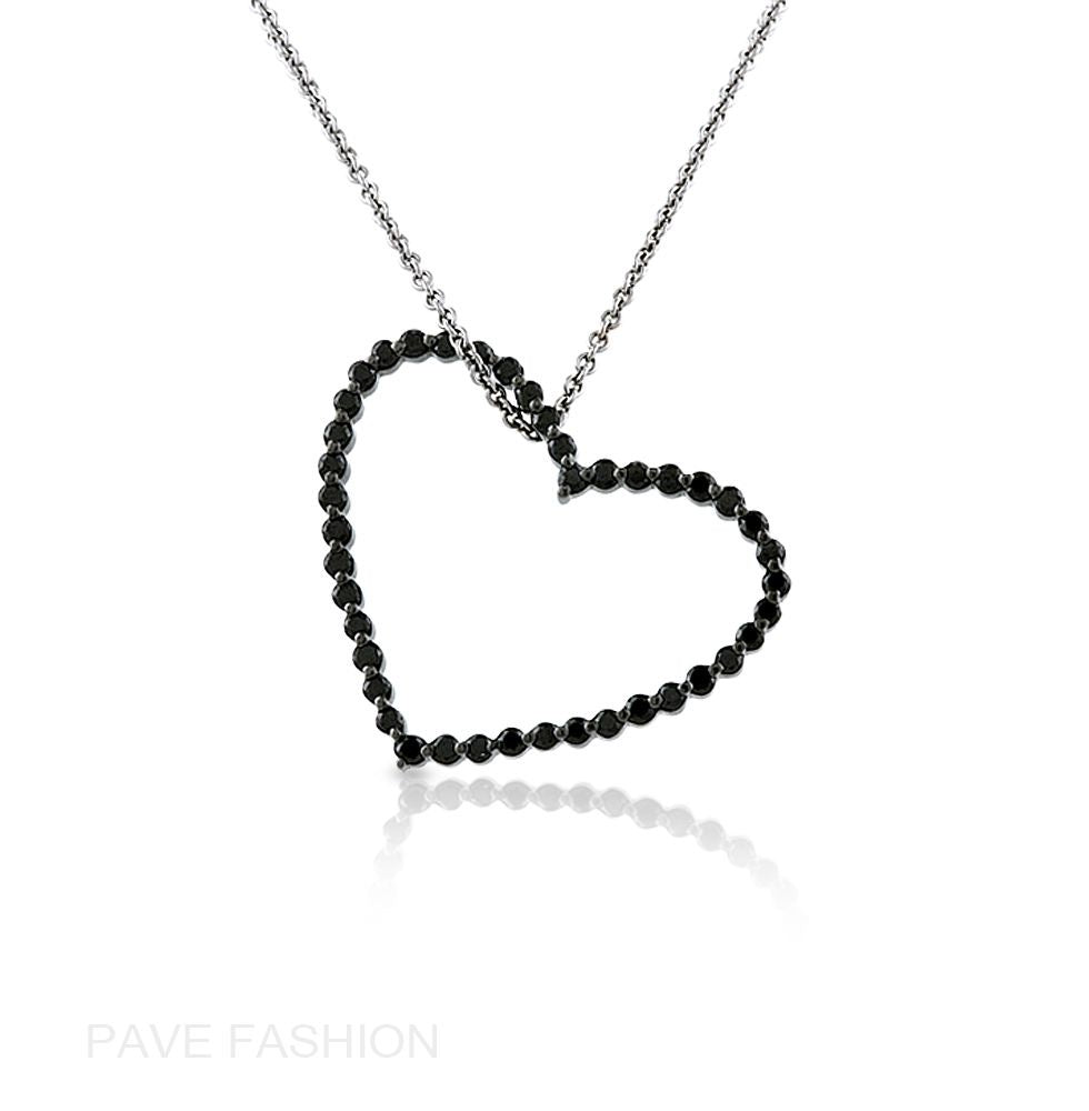 Open Heart Black Stone Pendant