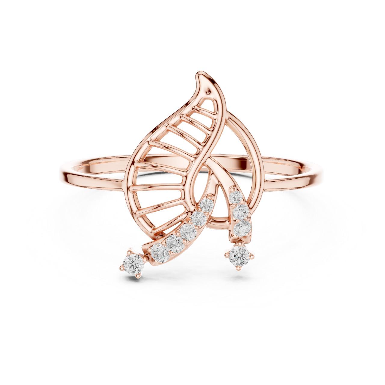 Leafy Cascade Diamond Ring