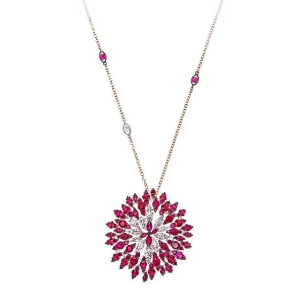 Ruby Sunburst Medallion Necklace