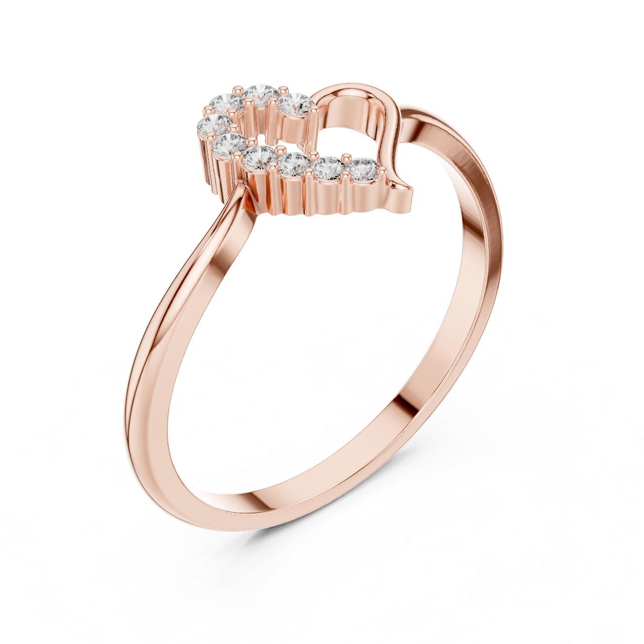 Heart Curve Solitaire Ring