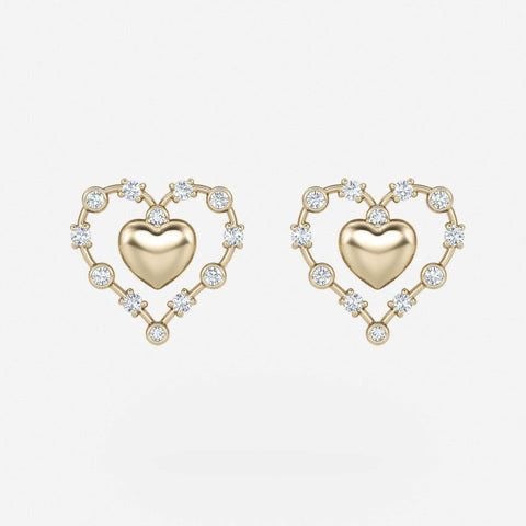Diamond Heart Outline Studs