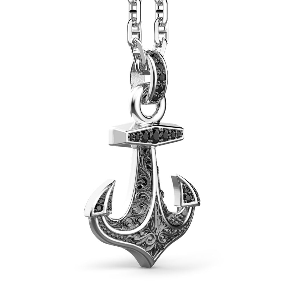 Black Stone Anchor Pendant