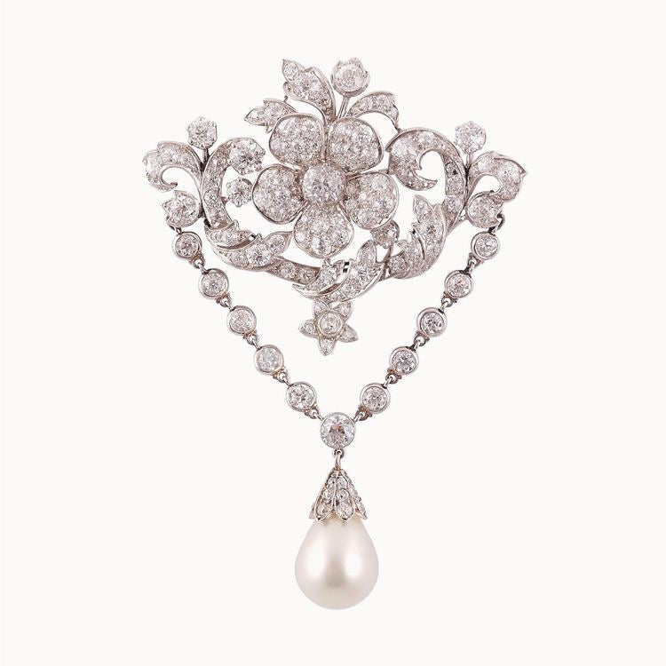 Royal Bloom Pearl Drop Brooch