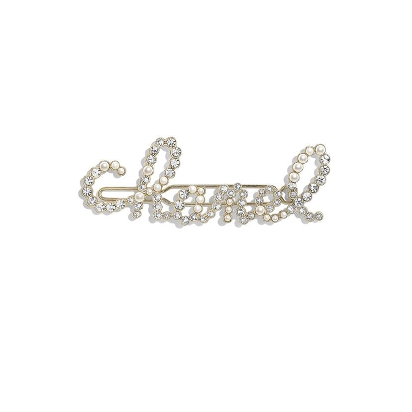 Chanel Script Pearl & Crystal Brooch