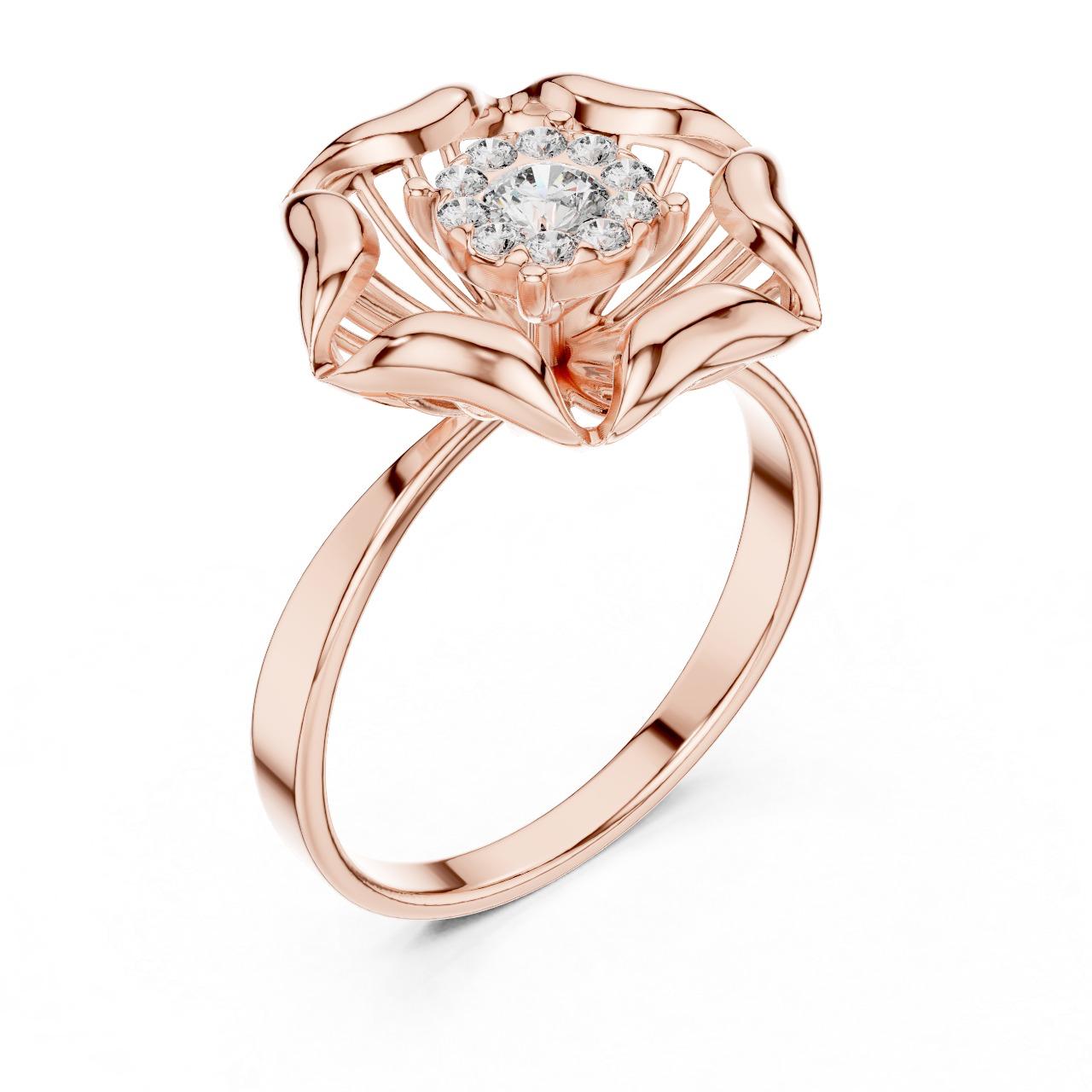 Blossom Crown Solitaire Ring