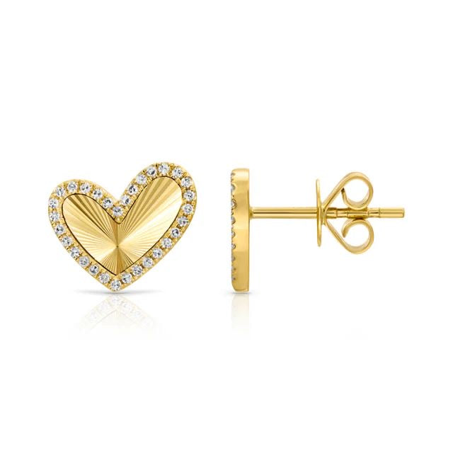 Sunburst Heart Diamond Studs