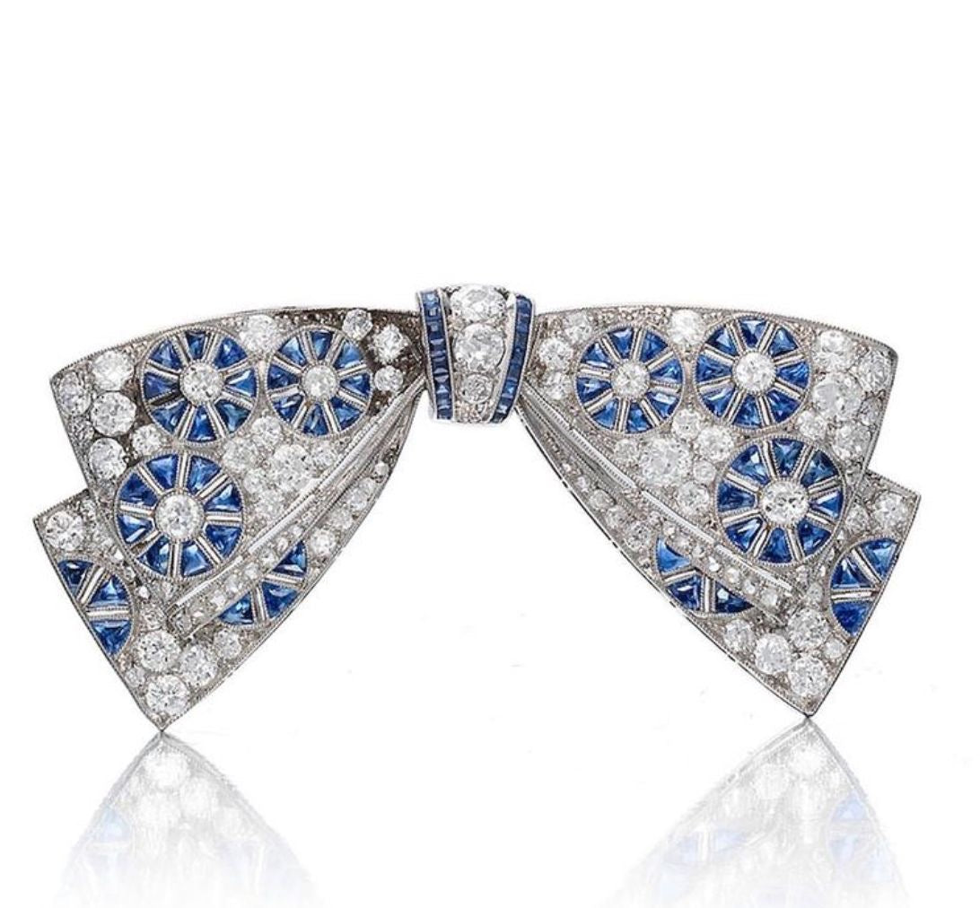 Sapphire Starlight Ribbon Brooch