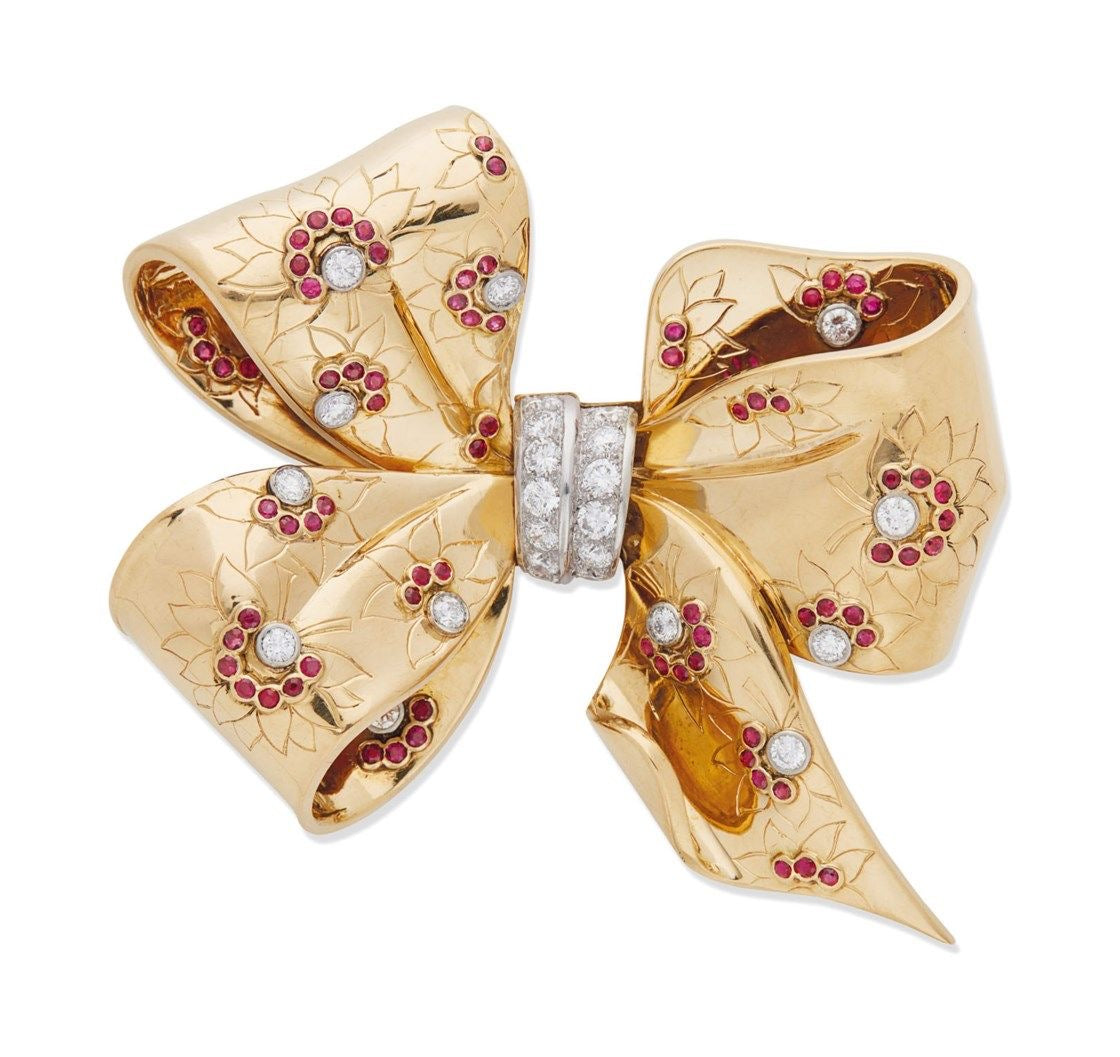Golden Blossom Ruby Bow
