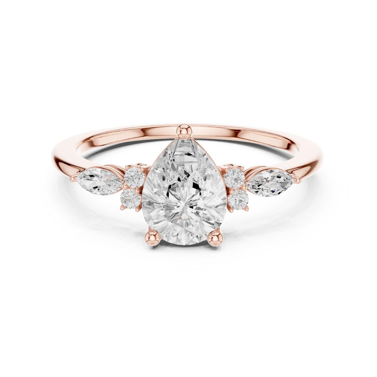 Pear Floral Accent Ring