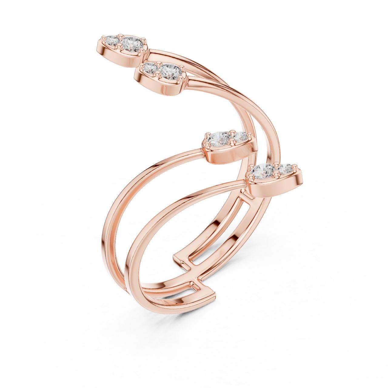 Triple Row Petal Swirl Ring