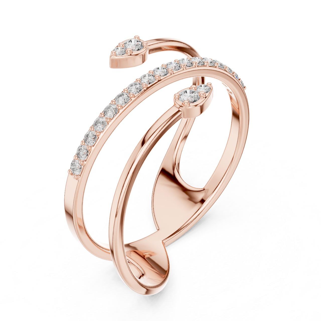 Twin Spiral Diamond Wrap Ring