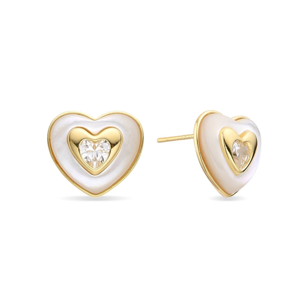 Mother of Pearl Heart Studs