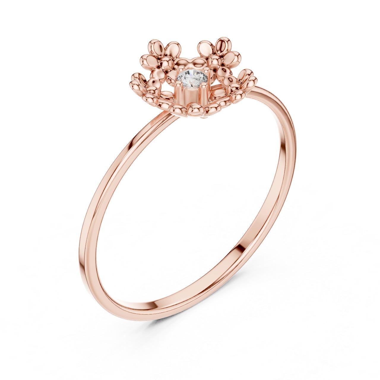 Crown Petal Solitaire Ring
