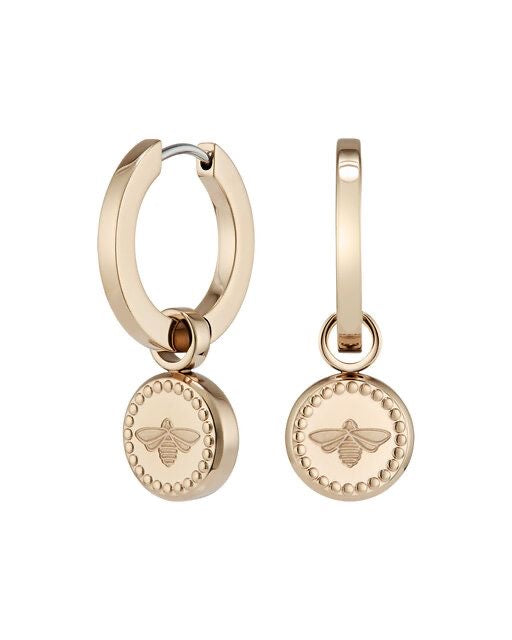 Bee Coin Hoop Earrings