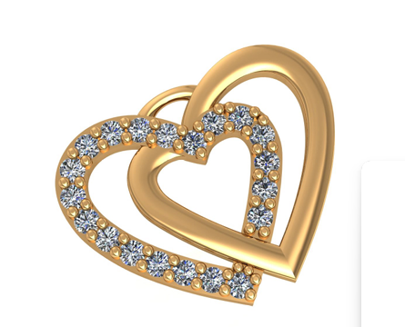 Double Heart Diamond Charm