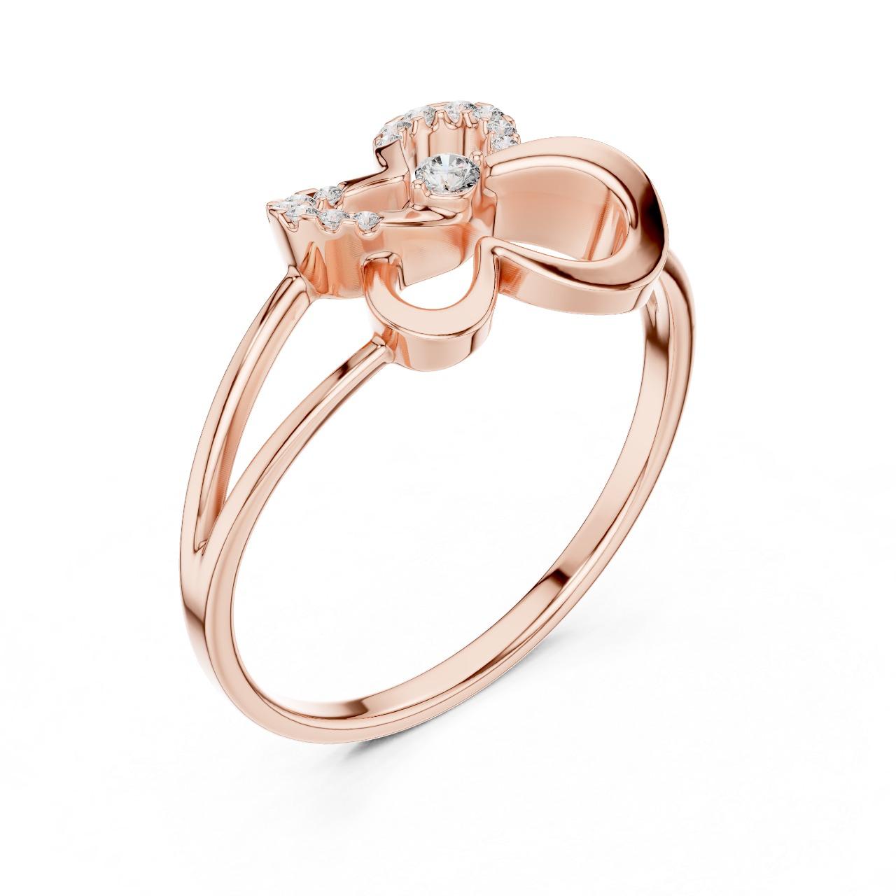 Ribbon Heart Dual Band Ring