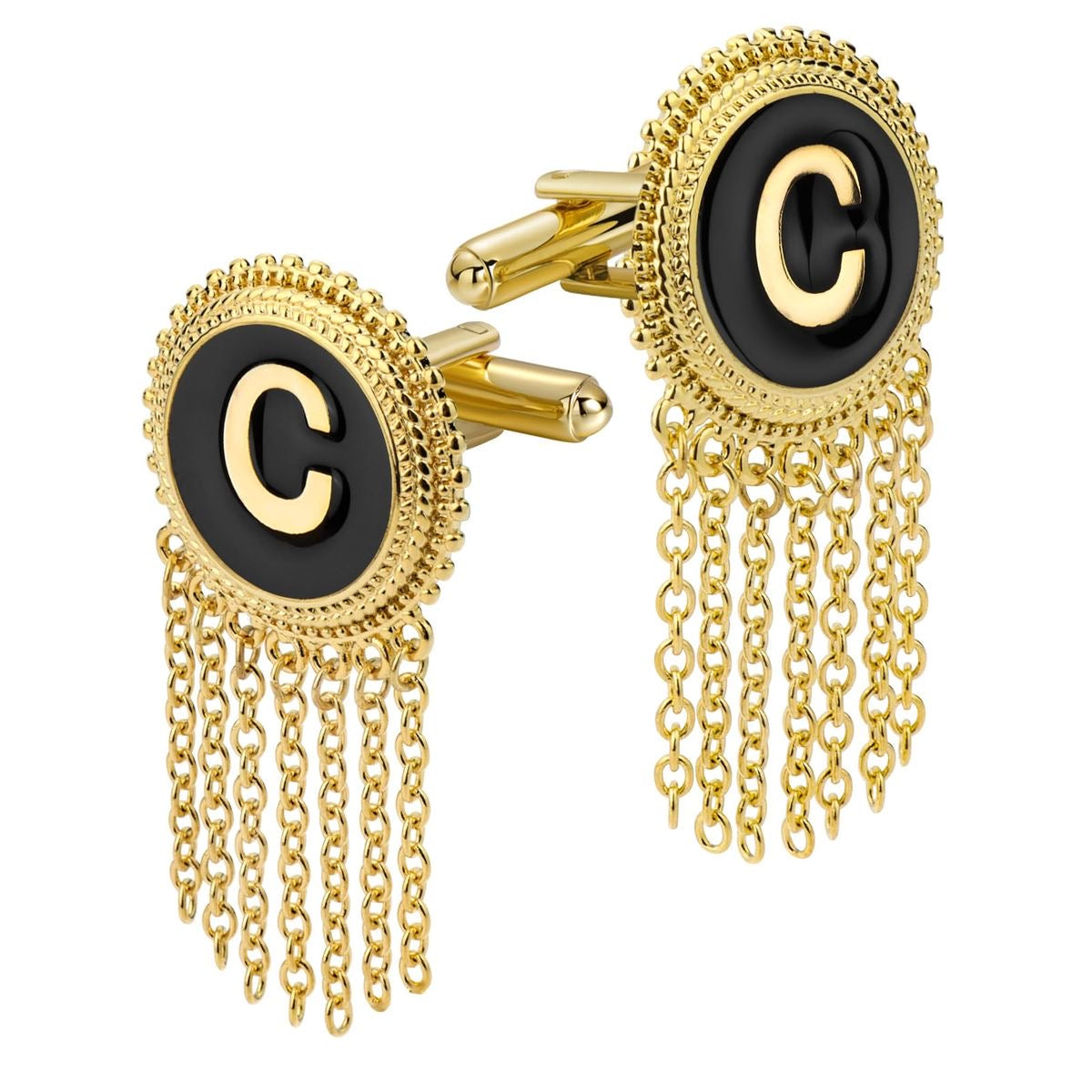 Gold Initial C Tassel Cufflinks