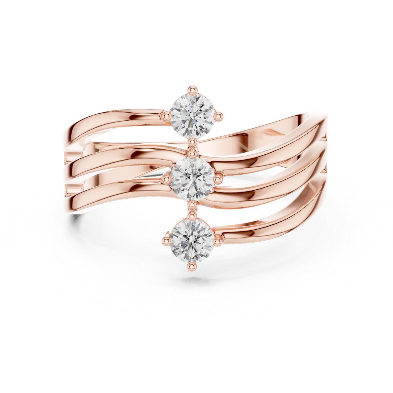 Triple Row Floating Diamond Ring