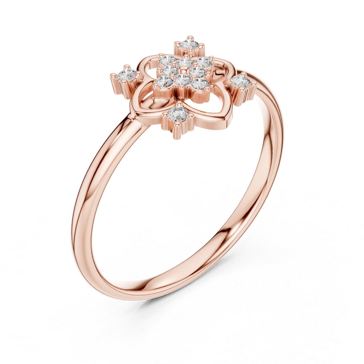 Clover Scroll Diamond Ring