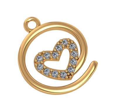 Spiral Heart Diamond Charm