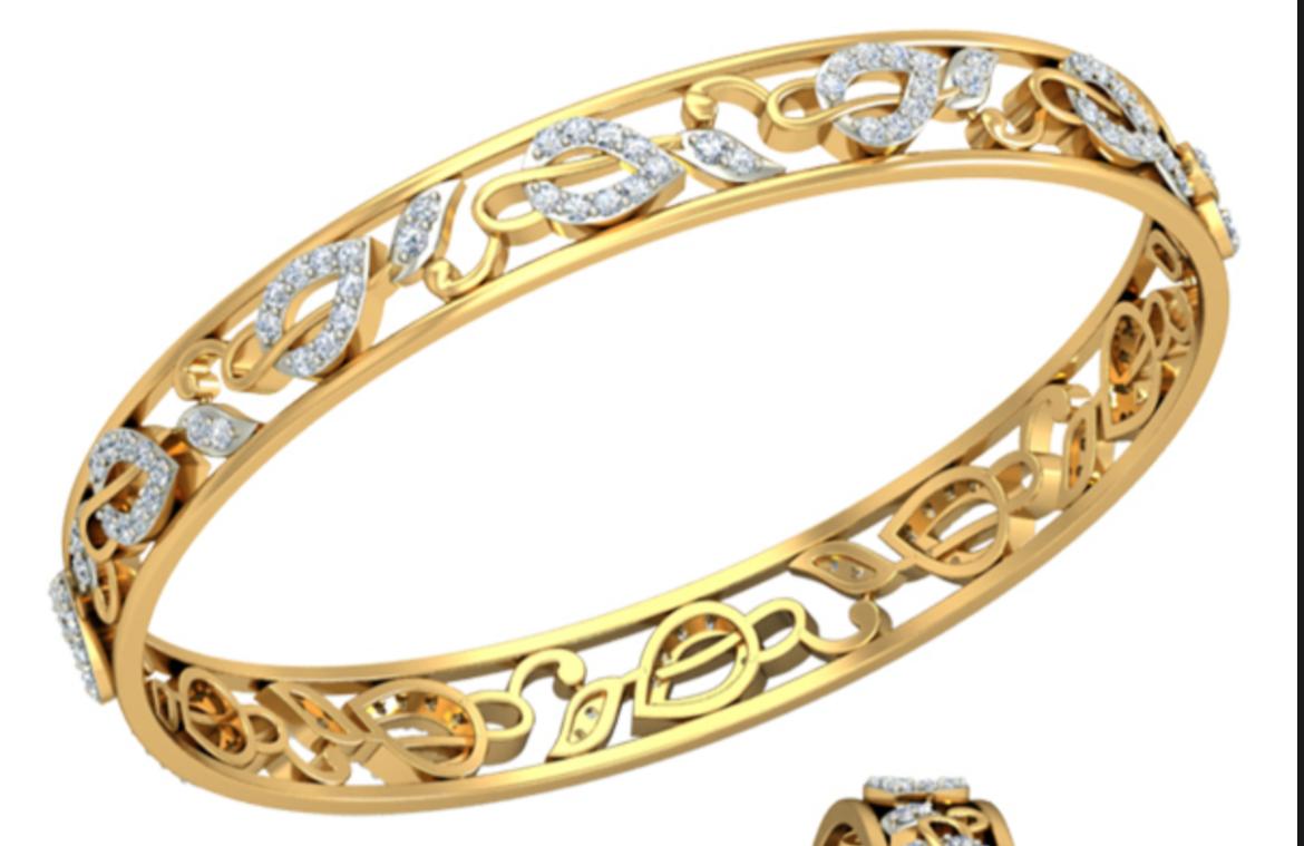 Leaf Scroll Diamond Bangle