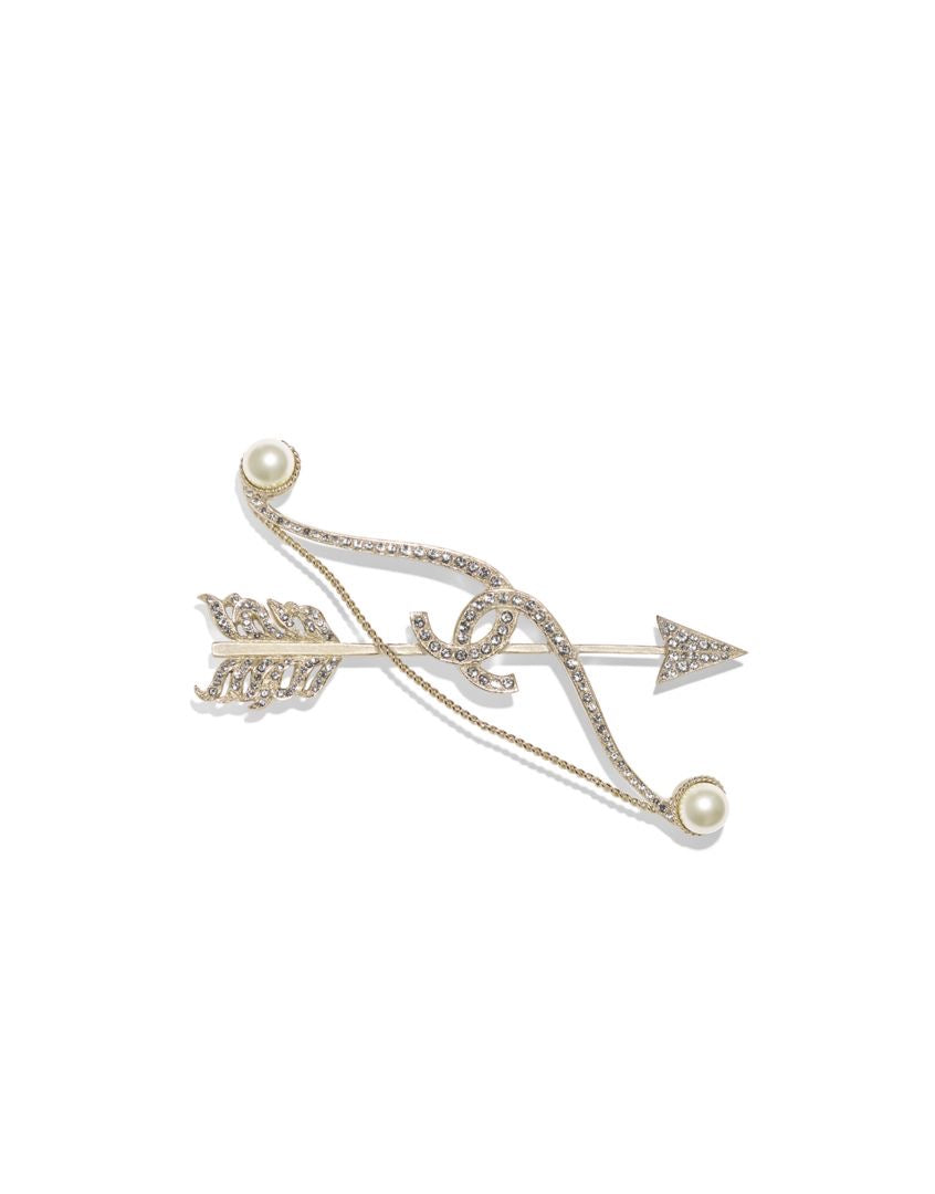 Pearl Arrow Crystal Brooch
