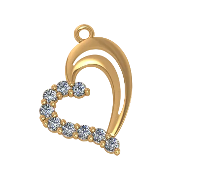 Elegant Diamond Curve Heart Charm