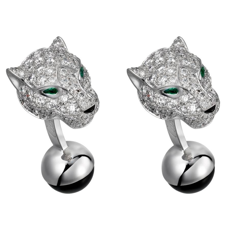 Panther Head Diamond Cufflinks