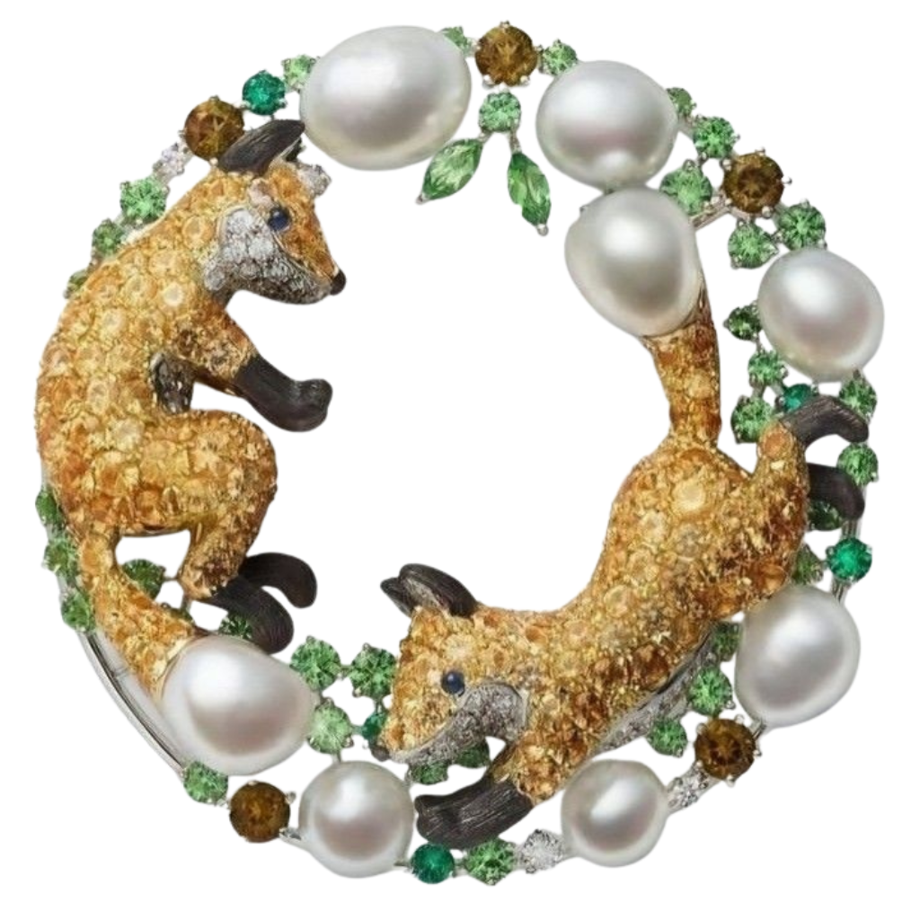 FoxPearl Brooch