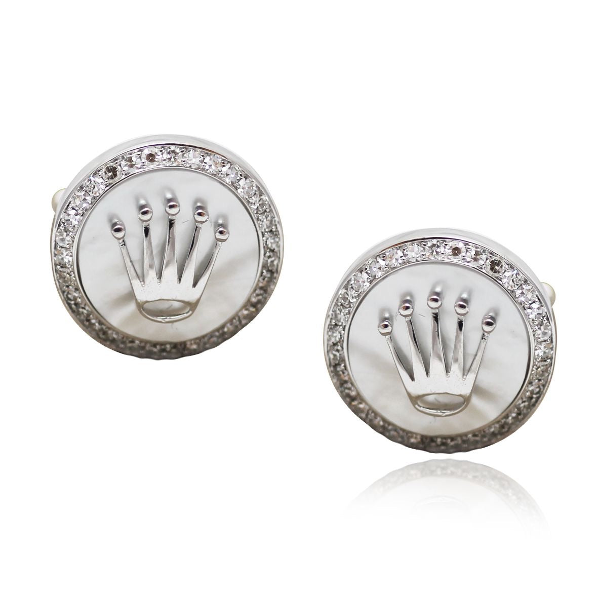 Silver Crown Mother of Pearl Cufflinks