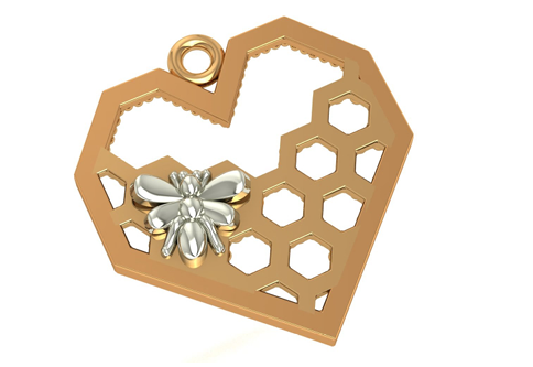 Honeycomb Heart Floral Charm