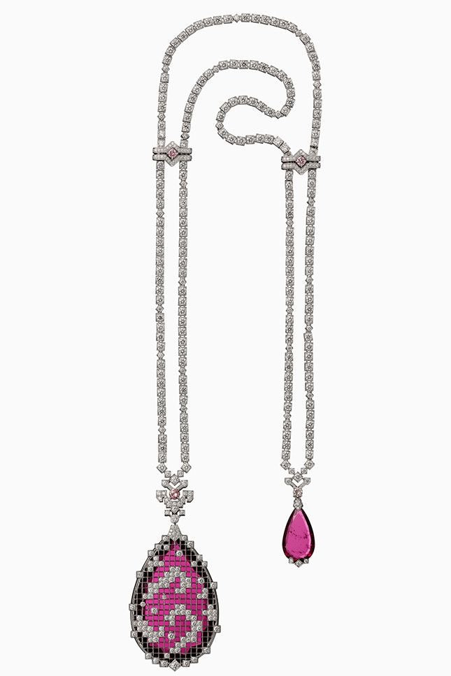 Pixel Mosaic Pink Drop Necklace