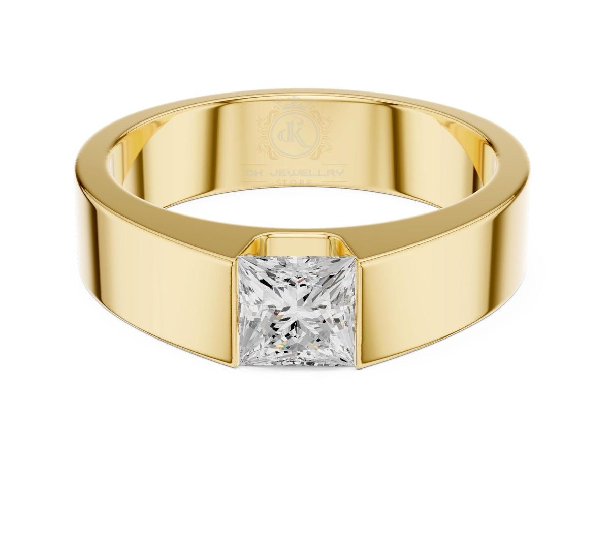 Princess Cut Gold Band